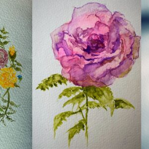 printed flowers card pack of three